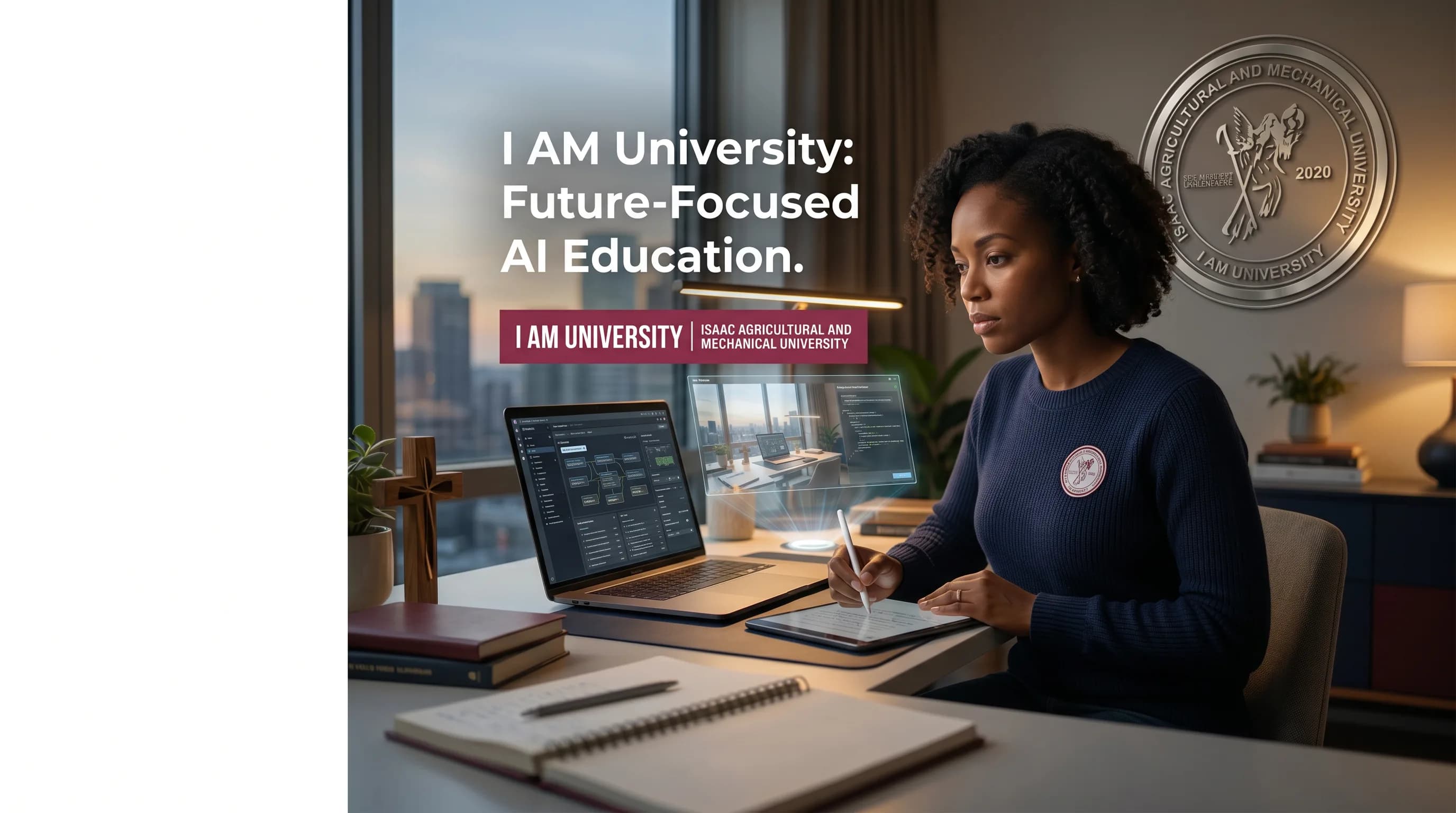 I AM University students collaborating in an AI-powered learning environment